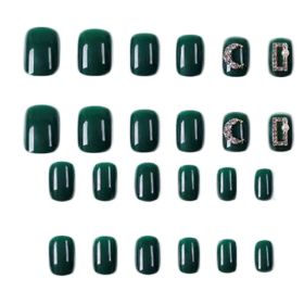 Dark Green Beads False Nail Tips Wedding Full Cover Fake Nails Long Nails Nail Art Decoration Fake Nails