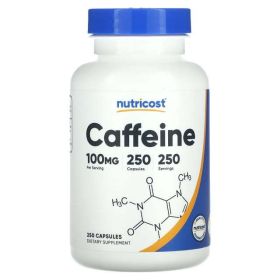 Nutricost Caffeine Supplement Pills 100mg Per Serving, 250 Capsules