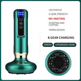 Electric Cupping Massager Vacuum Suction Cup GuaSha Anti Cellulite Beauty Health Scraping Infrared Heat Slimming Massage Therapy (Color: 6 levels-No heating-Green)